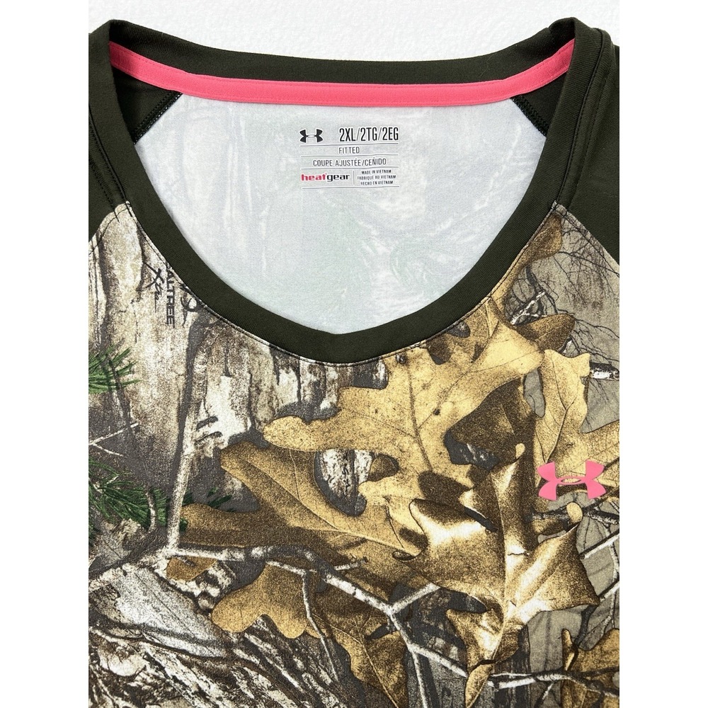 Under Armour Heatgear Fitted x Realtree Xtra Camo Raglan Shirt Womens 2XL Tee - Picture 3 of 7